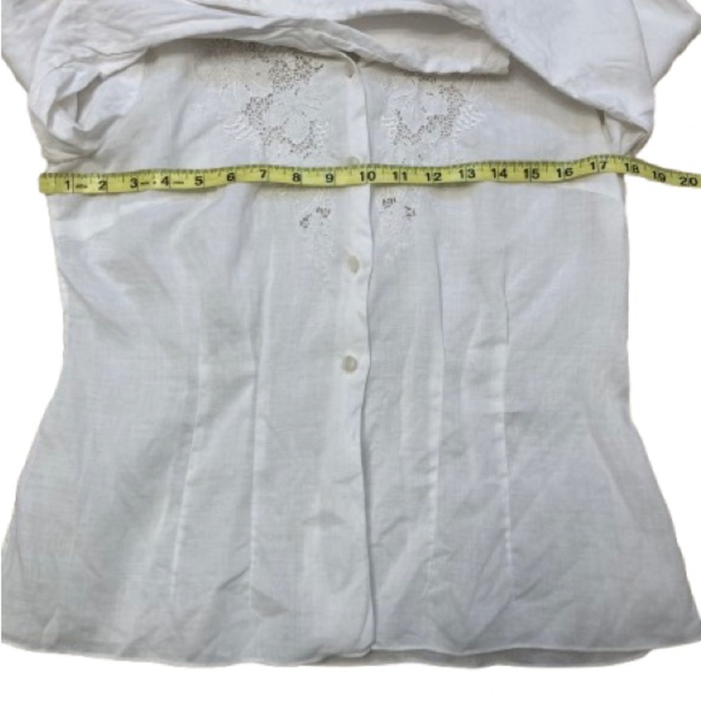 Vintage White Lace Embroidered Women's Blouse, Top, Cut Out Retro Small - Picture 7 of 8